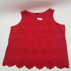 NWT Talbots | 100% Cotton Red Embroidered Floral Sleeveless Bouse - 3X